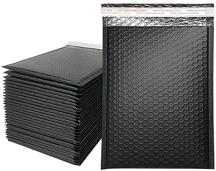 100 Stück schwarze Luftpolstertaschen, gepolsterte Versandumschläge, selbstdichtende Versandtaschen, Luftpolstertaschen, 13 x 15 cm, Schwarz