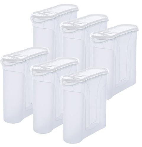 Novaliv Juego de 6 botes de almacenamiento para esparcir 4 litros – Dimensiones (largo x ancho x alto): 25,5 x 25,5 x 10 cm – Lata con tapa de 4 l para cereales, harina, azúcar, latas de cocina,