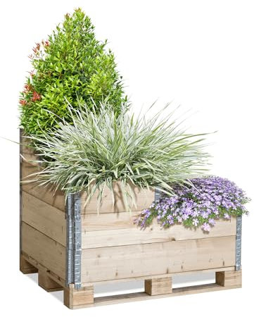 Hochbeet Gartenparadies Palettenhochbeet Frühbeet Anzuchtbeet Gartenbeet Pflanzkübel Pflanzkasten Blumenkübel Blumenkasten 1x Komplettset / 1 Palette