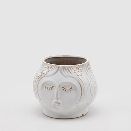 EDG Enzo De Gasperi Vase mit Gesicht Lady H. 14 cm D. 16 cm Elfenbein