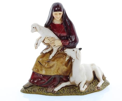 Moranduzzo Mujer con Cordero y Cabra para Belén de 10 Cm Escala 1:20 - Figuras de Belén Indestructibles - Estilo 700', Pintura Acabada a Mano, Producto Oficial, Escultor M. Landi