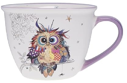 KIUB Bol timbale avec une anse - Motif jeune chouette des bois- matière porcelaine fine - contenance 550ML