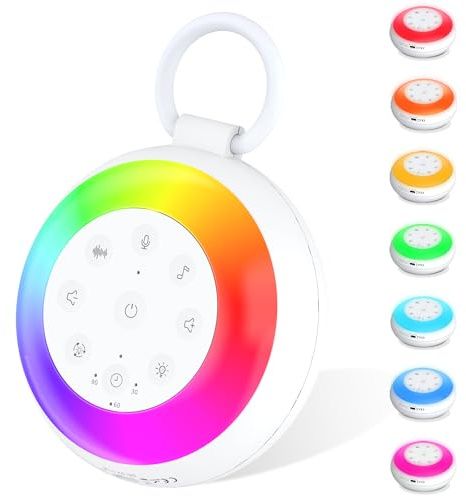 XYNGU White Noise Sound Machine, Noise Machine for Baby Kids Adult Sleep with 24 Soothing Sounds, 7 Night Light, Memory Function, 3 Timer & Voice Recording, Portable Wireless Speaker for Home, Travel