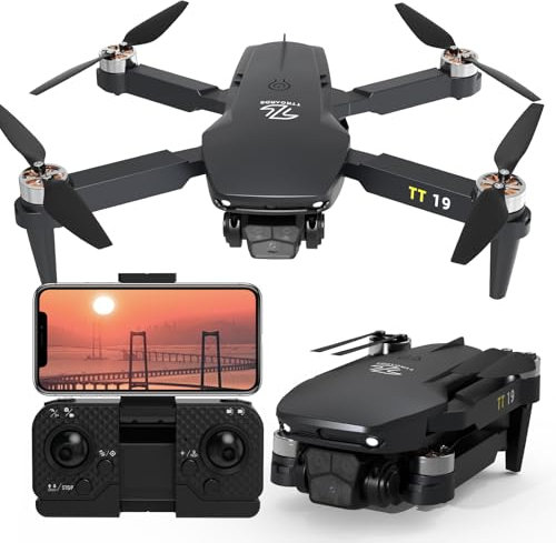 TT19 Mini Drohne mit Kamera 180° Hindernisvermeidung 40KM/H Maximale Geschwindigkeit RC FPV Drohnen für Anfänger Erwachsene Bürstenloser Motor Drone Adjustable Camera 1080p Faltbar Quadcopter