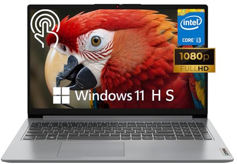 Lenovo Ideapad 1i - Computer portatile touch da 15,6, Intel Core i3-1215U, display touchscreen FHD da 15,6, RAM da 8 GB, SSD da 256 GB, grafica Intel UHD, Wi-Fi, HDMI, Windows 11 Home, grigio nuvola