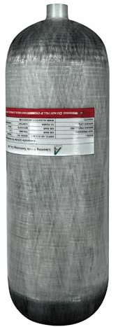 TUXING Bouteille de plongée en fibre de carbone 4500 Psi 9 l 550 Cu en 9000 CC haute pression, bouteille de plongée, bouteille de gaz de plongée, bouteille d'air PCP pour fusil à air comprimé Pcp