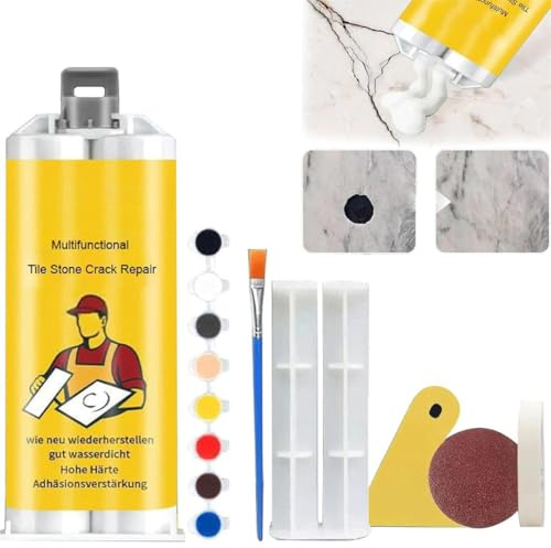 Kit de réparation multifonctionnel pour carrelage, granit et marbre, kit de réparation de porcelaine, pâte de réparation pour carrelage et vitrocéramique, pâte de réparation de carrelage avec kit