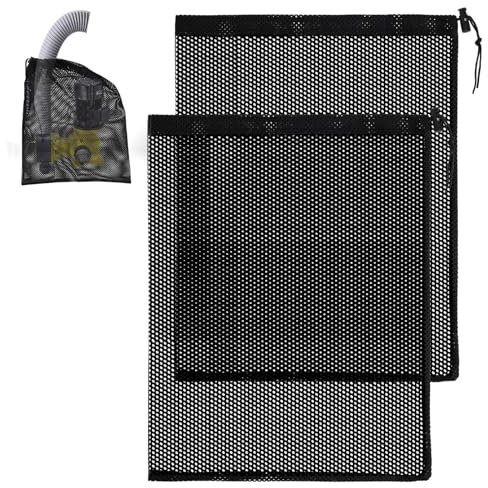 2 Pack Pond Pump Bag Pond Pump Filter Bag Pump Barrier Bag Large Pump Nylon Mesh Bag Pond Filter Mesh Bag with Drawstring Black Media Bag Household Water Pump Filter Accessories 30.5 × 40 cm