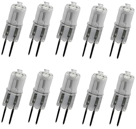 DLEDMOP 10PCS T4 Bi-Pin Small Light Bulb G4 12V 35W Halogen Bulb G5.3 Base 50W Halogen Light Bulb 12 Volt 20 Watt 2 Prong JC T3 Bi-pin Capsule Bulb 2700K Warm White 50W G5.3