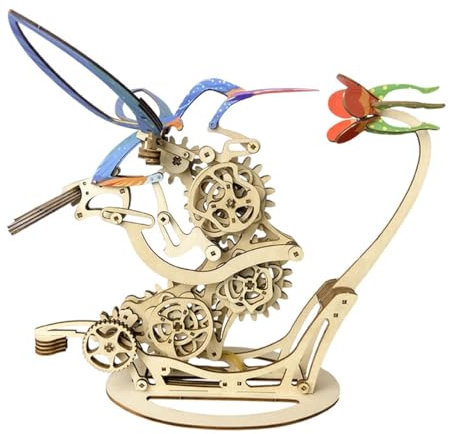WANENGEDIY 3D DIY Hölzerne Farbige Kolibris Modell Bausatz mit Mechanischer Übertragung Mechanische Konstruktion Bastelset für Erwachsene & Teens Kreative 200 Teile