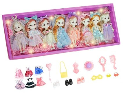 Prinzessin Puppen Set, 15 cm, Kleines Puppen Set, Prinzessin Figuren für Mädchen Und Kinder, 8 Stück