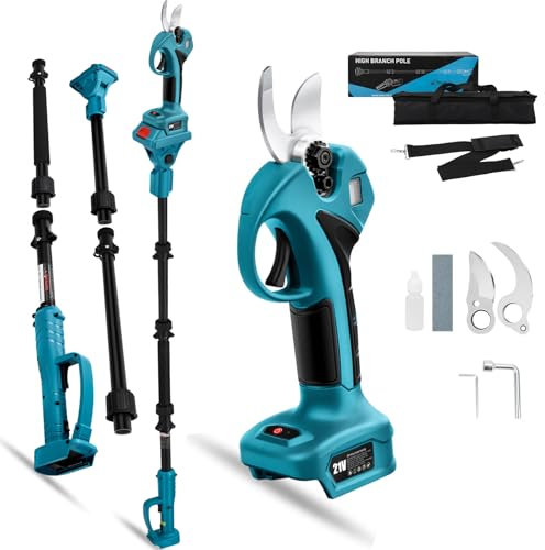 Troncarami compatibile con Makita 18 V (senza batteria), con 8.5ft asta di prolunga, diametro di taglio massimo 30 mm, display LCD, troncarami elettrici ricaricabili (con asta di prolunga)