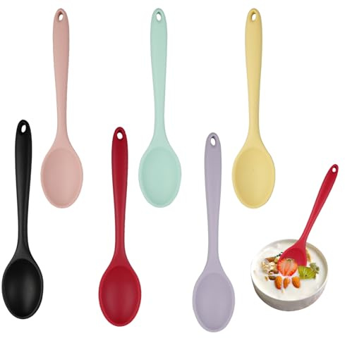 KiKiHong 6 Pièces Cuillère de Service,Réutilisable,Cuillere Silicone Pour une Utilisation dans la Cuisine,Remuer,Mélanger,20 x 4.5 cm
