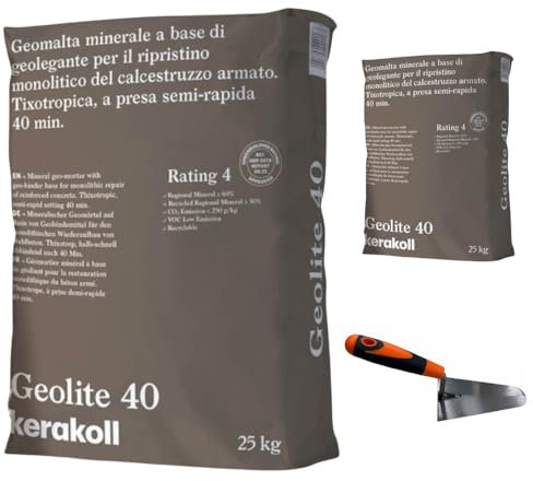 FORTUNATO Geomalta Minerale Tixotropica 2 Sacchi Da 25 kg Cazzuola Punta Tonda 16 cm Ripristino Restauro Calcestruzzo