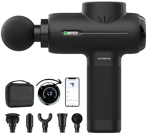 BOOTECH Massagepistole, Leise Massage Gun mit 6–12 mm Amplitude, 6 Aufsätze, APP Steuerung, Muskel Massagegerät zur Erholung & Durchblutungsförderung