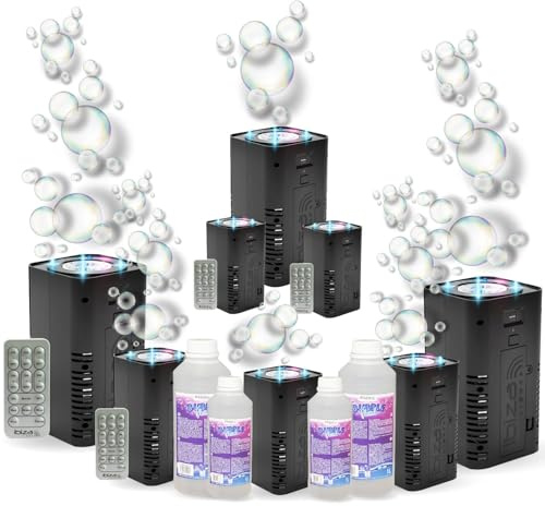 Ibiza - Packung mit 8 Seifenblasenmaschinen Ibiza LED Bubble-Dream mit Fernbedienung – 4 l Flüssigkeit für Blasen inklusive – Taufe Hochzeit Abend