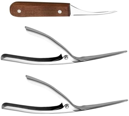 DECHOUS Sbucciatore Gamberi Acciaio Inossidabile Set 3 Pezzi, Utensili da Cucina per Pulizia Gamberetti, Sgusciatore Compatto Impugnatura Ergonomica per Uso Domestico e Ristoranti