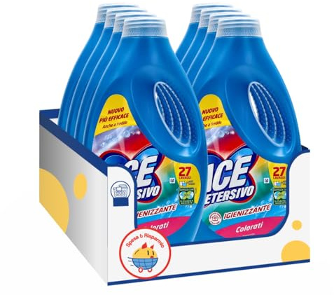 Detersivo Igienizzante Liquido per Bucato Colorato kit con Spugna Brandizzata SPESA & RISPARMIO Inclusa – Variazioni 4/8/12 Pezzi – 1,35 L – 27 Lavaggi (8)