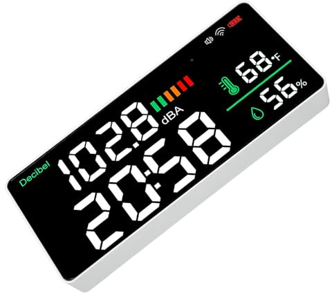 RASTKY Medidor de Decibelio LED LED de 11 Pulgadas - 2.4 G de Ruido de la Pared Wifi, Temperatura, Humedad y Medidor de Pantalla de Tiempo Smart Home