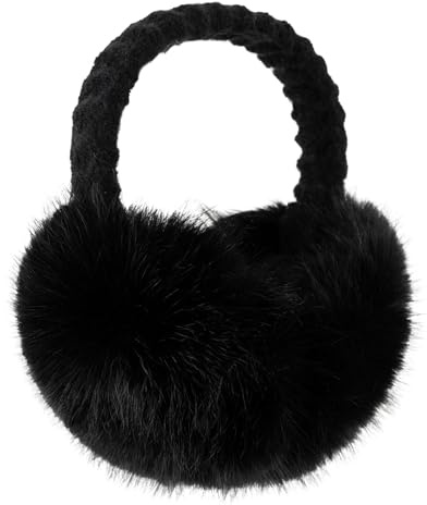Toyhood Black Warm Ear Earmuffs, Winter Fluffy Warm Ear Covers, Warm Cold Indoor and Outdoor Uses for Girls Women