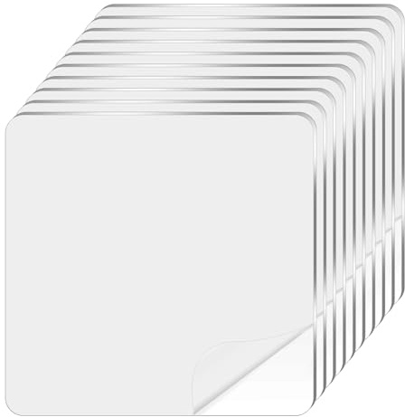 10 PCS Clear Double Sided Adhesive Pads for Mounting, Clear Stickers Patch Waterproof Adhesive Sticker Heavy Duty Double Sided Sticker Walls Hanging Gel Tape for Craft Home Office Carpet (2.4 Inch)