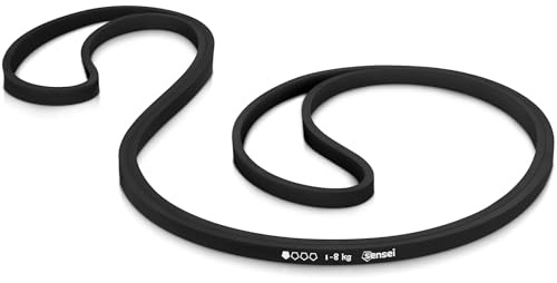 SENSEI Fascia Elastica Fitness (1-8 kg) – Ideale per Riscaldamento e Fisioterapia – E-book con Esercizi Incluso – Extra Leggera, Nera