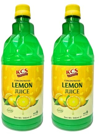 KCS Lemon Juice PET Bottle 946ml x 2 (Total 1.89L) | Premium Food Grade Lemon Juice for Cooking, Beverages, Salads, Marinades, Baking & Culinary Use