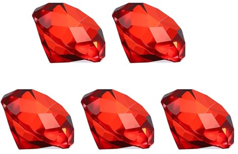 PATIKIL 5 Stück Diamant Kristall Briefbeschwerer 30mm / 1.18 Zoll Rot | Kristall Briefbeschwerer Papiergewicht, Für Zuhause Büro Schreibtisch Dekoration Hochzeitsfeier Schmuck Deko