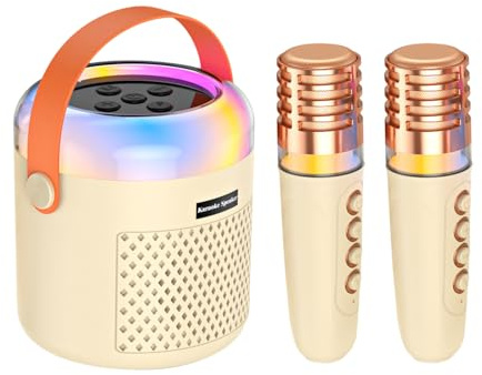 Machine À Karaoké Portable - Boîte à Sons avec Lumières LED - Machine À Karaoké Jouet avec Microphone | pour la Pratique du Chant à Domicile, Les Voyages, Les Fêtes d'anniversaire, Noël et Les