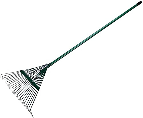 Rastrillo para Hojas y césped, Rastrillo de Alambre Acero for césped jardín con 24 Dientes, Ligero, portátil, Limpieza rápida