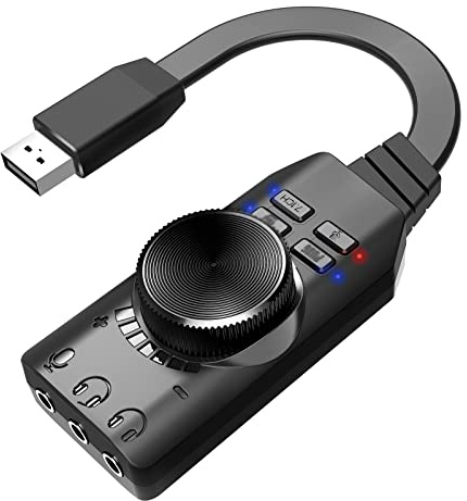 Carte Son Externe USB 2 0 GS3 Adaptateur virtuel 7 1 canaux Plug and Play avec Jacks Casque Microphone Contrôle de Volume Mute Mic Effet sonore Jeu Version améliorée pour Ordinateur Bureau Laptop PC