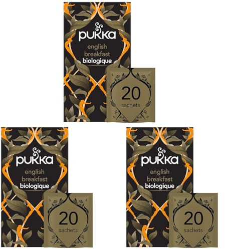 Pukka Thé Noir Earl Grey Bio, Vitalité, 100% des Ingrédients Issus du Commerce Equitable, 20 Sachets (Lot de 3)