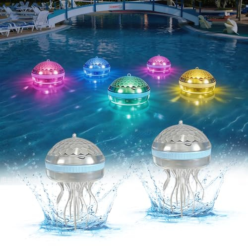 Wxeadu 2 stück Solar Schwimmende Poolbeleuchtung Unterwasser, QuallePoolbeleuchtung Solar mit Rgb Farbwechsel, WasserdichteSolar Poolbeleuchtung, Pool Beleuchtung für Pool, Badewanne, Teich