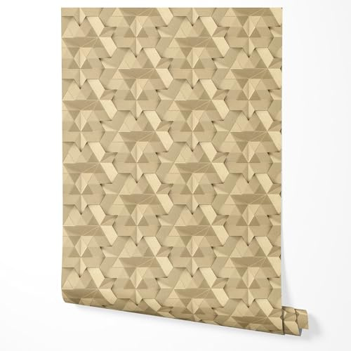 GP TONER Carta da parati in tessuto non tessuto geometrica triangoli 3D oro design moderno astratto struttura elegante lusso soggiorno camera corridoio resistente ai raggi UV 5m x 0,5m