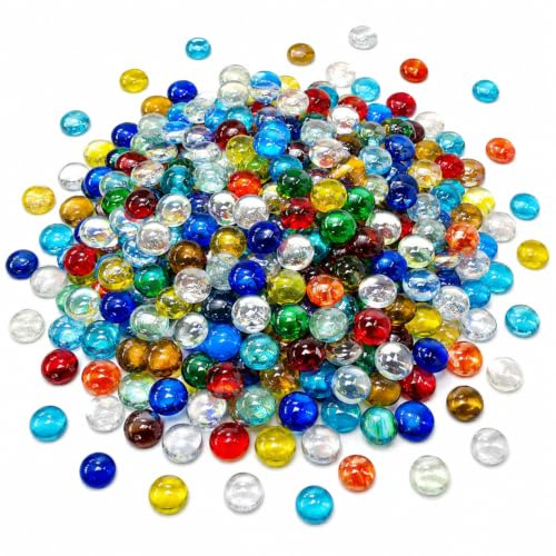 200 Stück bunte Glassteine, Glasnuggets und Muggelsteine, 16–19 mm, 1 kg
