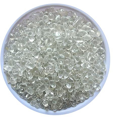 KISEER - Pietre in vetro trasparente, 0,5 kg, gemme di vetro, pietre di ghiaia, per acquari, acquari, giardini, riempitivi per vasi e piante grasse (trasparente)