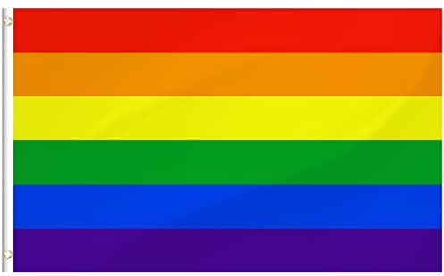 Drapeau arc-en-ciel Gay Pride - 90 x 152 cm - LGBT - Avec œillets métalliques