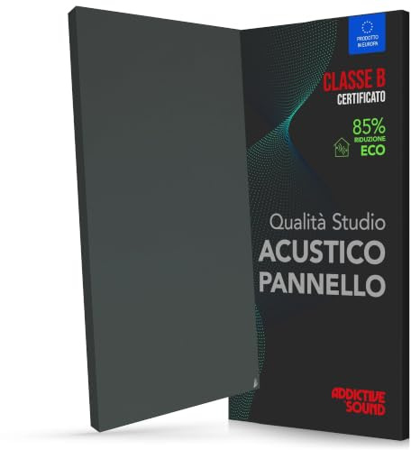 Addictive Sound Panneau Acoustique Mural Premium, panneau acoustique qualité studio avec laine acoustique, Classe B d'absorption, fabriqué dans l'UE, kit mur/plafond, 100x50x6 cm, 6.5 kg, Anthracite