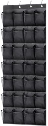 MISSLO 28 Große Taschen Hängender Schuh Organizer über der Tür, Kleiderschrank Schuhhalter Mesh Hängende Lagerung Schuhregal Zum Hängen, Schwarzer