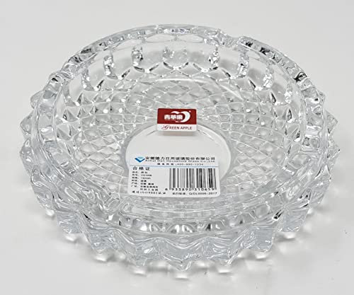 JRose Collections Elegante cenicero de cristal con corte de cristal, redondo, 12 cm, elegante y duradero (JR1508)