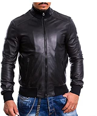 Pelletterie Borghese | Bomber Pelle Uomo Nero | Giacca Pelle | Giubbotto Pelle | Fodera Invernale | Giacca Moto | Vera Pelle | Made in Italy | BOMBER N