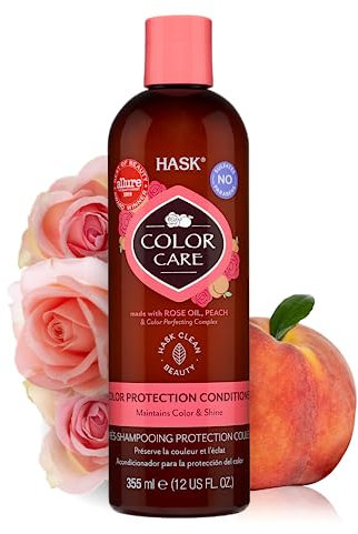 HASK Colour Care Colour Protection Conditioner, with Rose Oil + Peach for Colored Hair, vegan, colour safe, gluten-free, sulfate-free, paraben-free, cruelty-free - 1 355 mL Bottle