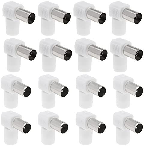 ECSiNG 16Pcs Angolo di 90 ° TV Antenna coassiale Spina TV Connettore antenna Accoppiamento coassiale RF Adattatore connettore coassiale Accessori elettronici