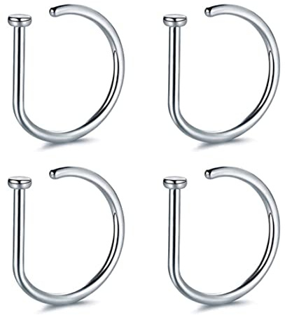 ARHZ 4er-Pack Nasenringe, falsche Nasenpiercings, Nasenpiercing-Schmuck, Nasenklammer, Nasenpiercing-Ohrringe für Männer und Frauen