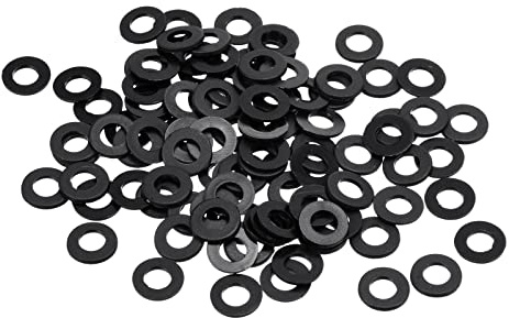 PATIKIL Arandela Plana de Nylon M5 10mm x 1mm (OD*Gorsor) Negro 100 Piezas | Arandela Plana de Plástico Redondo Juntas Toricas para Tubería Manguera Sujetador Perno