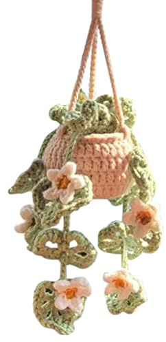 Autospiegel anhänger,Swing Gehäkelt Gestrickte Pflanze Charm Anhänger,Auto Rückspiegel Anhänger,Auto Ornament,Auto Spiegel Aufhängungs Dekoration, Auto-Männer- und Damenzubehör, Auto-Innenausstattung