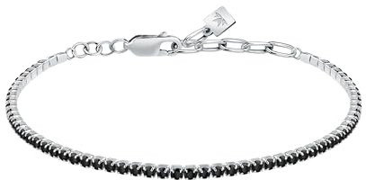 Morellato Bracciale Uomo in Argento 925‰, Zirconi Neri, Collezione Tennis - SATT14
