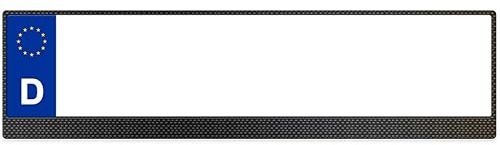 2 Stück Kennzeichenhalter Carbon Optik mit Text oder Name Beschrifttung Bedruckt eigener Wunschbeschriftung 520 x 110 mm