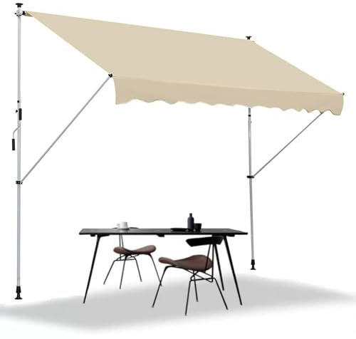 LYUCAYHQ Tenda da Sole a Bracci Estensibili - Tende da Sole per Balconi - Tenda da Portico con Staffa Bianca - Ideale per Qualsiasi Finestra o Porta (Color : Beige, Size : 350cm/137.8in)