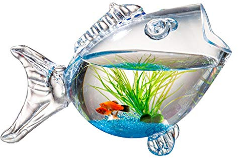 TIECHUINIUB Fish Bowls Creative Fish Tank Aquarium Fish-Shaped Glass Fish Tank Goldfish Tank Living Room Turtle Tank Fish & Aquariums-S